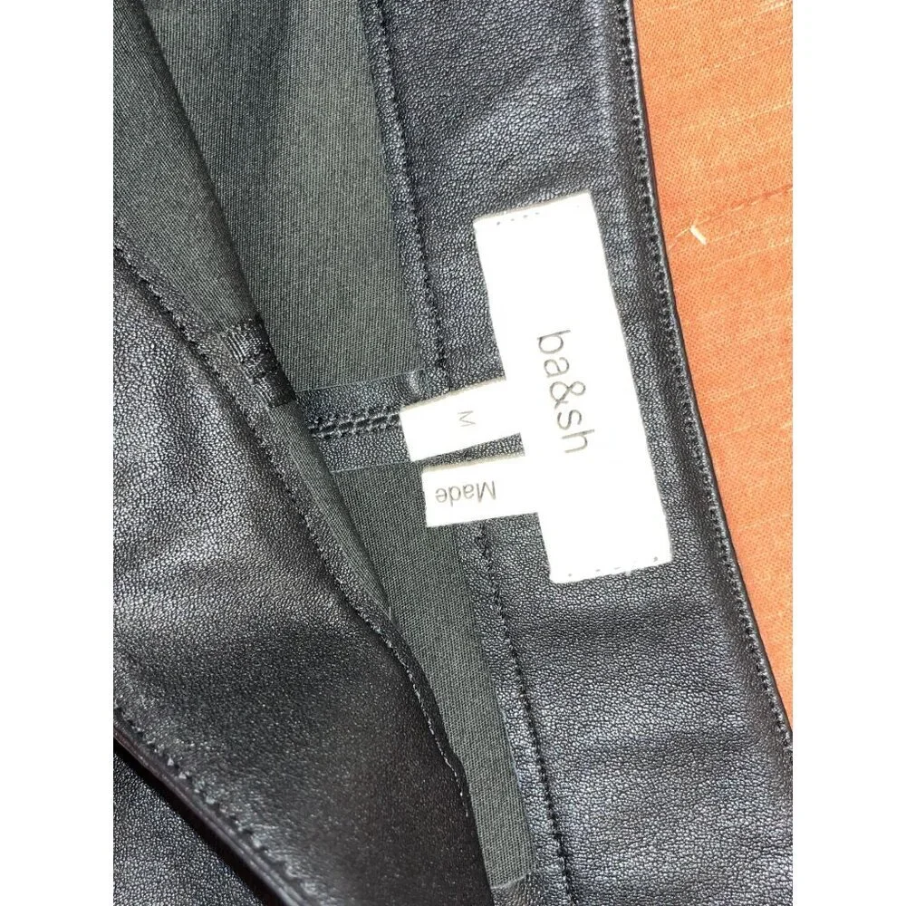 Ba&Sh Black Faux Leather Midi Pencil Skirt Size Medium